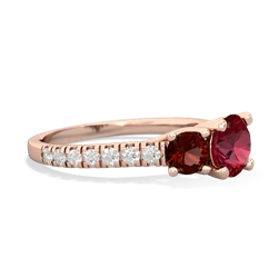 Lab Ruby Pave Trellis 14K Rose Gold ring R5500