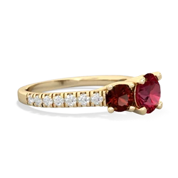 Lab Ruby Pave Trellis 14K Yellow Gold ring R5500