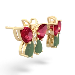 Lab Ruby Butterfly 14K Yellow Gold earrings E2215