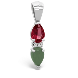 Lab Ruby Bowtie Drop 14K White Gold pendant P0865