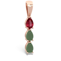 Lab Ruby Dew Drops 14K Rose Gold pendant P2251