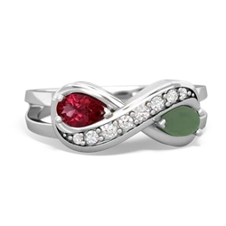 Lab Ruby Diamond Infinity 14K White Gold ring R5390