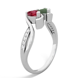 Lab Ruby Side By Side 14K White Gold ring R3090