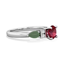 Lab Ruby 6Mm Round Eternal Embrace Engagement 14K White Gold ring R2005