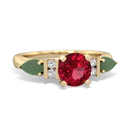 Lab Ruby 6Mm Round Eternal Embrace Engagement 14K Yellow Gold ring R2005