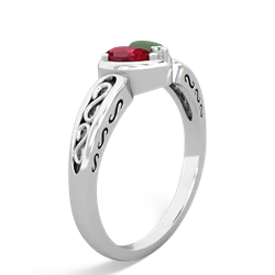 Lab Ruby Filligree 'One Heart' 14K White Gold ring R5070