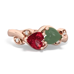 Lab Ruby Floral Elegance 14K Rose Gold ring R5790