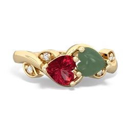 Lab Ruby Floral Elegance 14K Yellow Gold ring R5790