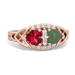 Lab Ruby Sparkling Celtic Knot 14K Rose Gold ring R2645