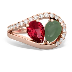 Lab Ruby Nestled Heart Keepsake 14K Rose Gold ring R5650