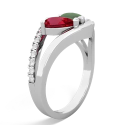 Lab Ruby Nestled Heart Keepsake 14K White Gold ring R5650