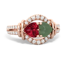 Lab Ruby Art-Deco Keepsake 14K Rose Gold ring R5630