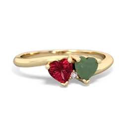 Lab Ruby Sweethearts 14K Yellow Gold ring R5260