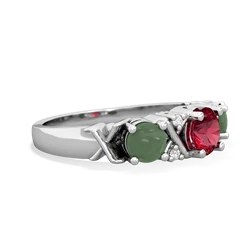 Lab Ruby Hugs And Kisses 14K White Gold ring R5016