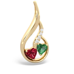 Lab Ruby Keepsake Curves 14K Yellow Gold pendant P5450