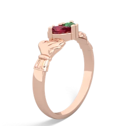 Lab Ruby 'Our Heart' Claddagh 14K Rose Gold ring R2388