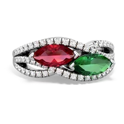 Lab Ruby Diamond Rivers 14K White Gold ring R3070