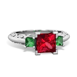 Lab Ruby Eternal Embrace Engagement 14K White Gold ring C2001