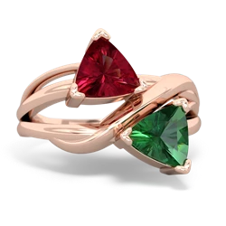 Lab Ruby Split Band Swirl 14K Rose Gold ring R2341