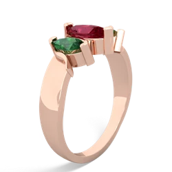 Lab Ruby Three Peeks 14K Rose Gold ring R2433