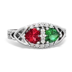 Lab Ruby Sparkling Celtic Knot 14K White Gold ring R2645