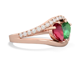 Lab Ruby Nestled Heart Keepsake 14K Rose Gold ring R5650