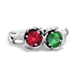 Lab Ruby Rose Garden 14K White Gold ring R5510