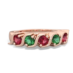 Lab Ruby Anniversary Band 14K Rose Gold ring R2089