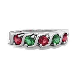 Lab Ruby Anniversary Band 14K White Gold ring R2089