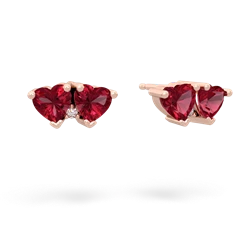 Lab Ruby Sweethearts 14K Rose Gold earrings E5260