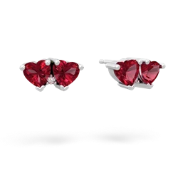 Lab Ruby Sweethearts 14K White Gold earrings E5260