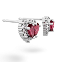 Lab Ruby Halo 14K White Gold earrings E7008