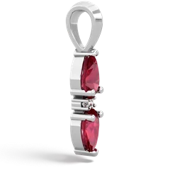 Lab Ruby Bowtie Drop 14K White Gold pendant P0865