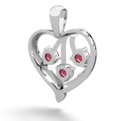 Lab Pink Sapphire Glowing Heart 14K White Gold pendant P2233