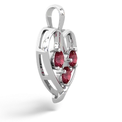 Lab Pink Sapphire Glowing Heart 14K White Gold pendant P2233