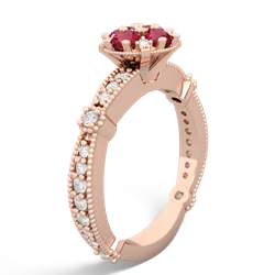 Lab Ruby Sparkling Tiara Cluster 14K Rose Gold ring R26293RD