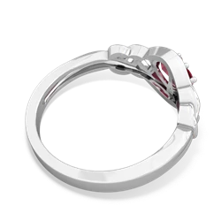 Lab Ruby Celtic Love Knot 14K White Gold ring R5420