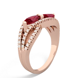 Lab Ruby Diamond Rivers 14K Rose Gold ring R3070