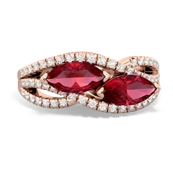 Lab Ruby Diamond Rivers 14K Rose Gold ring R3070