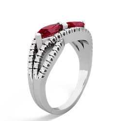 Lab Ruby Diamond Rivers 14K White Gold ring R3070