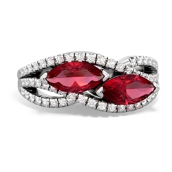 Lab Ruby Diamond Rivers 14K White Gold ring R3070