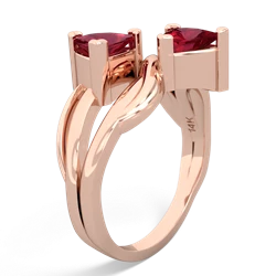 Lab Ruby Split Band Swirl 14K Rose Gold ring R2341