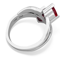 Lab Ruby Split Band Swirl 14K White Gold ring R2341