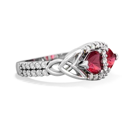 Lab Ruby Sparkling Celtic Knot 14K White Gold ring R2645