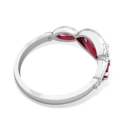 Lab Pink Sapphire Milgrain Marquise 14K White Gold ring R5700