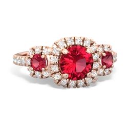 Lab Ruby Regal Halo 14K Rose Gold ring R5350