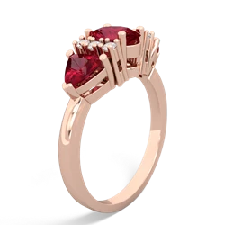 Lab Pink Sapphire Antique Style Three Stone 14K Rose Gold ring R2186