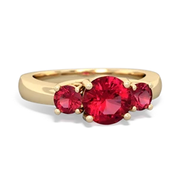 Garnet Three Stone Round Trellis 14K Yellow Gold ring R4018