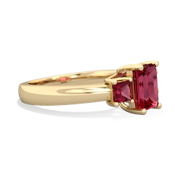 Amethyst Three Stone Emerald-Cut Trellis 14K Yellow Gold ring R4021