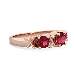 Lab Pink Sapphire Hugs And Kisses 14K Rose Gold ring R5016